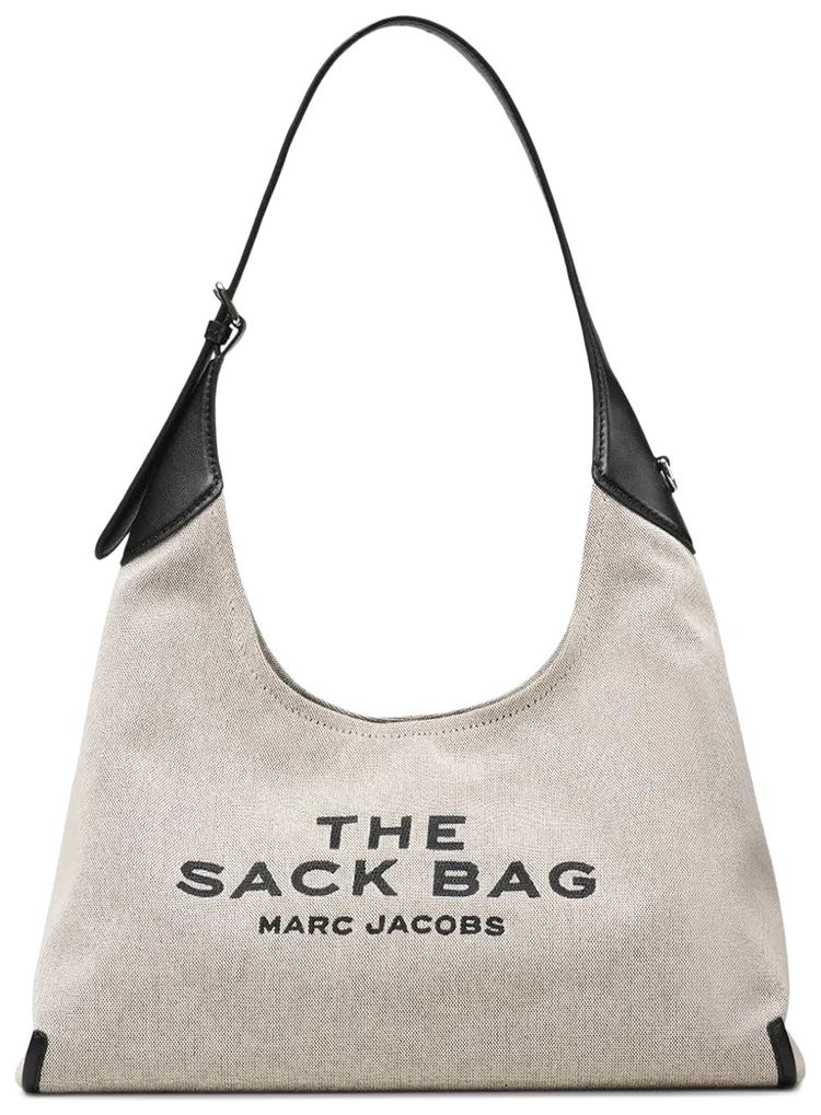Marc Jacobs Canvas Leather Belted Sack Bag IvoryBlack