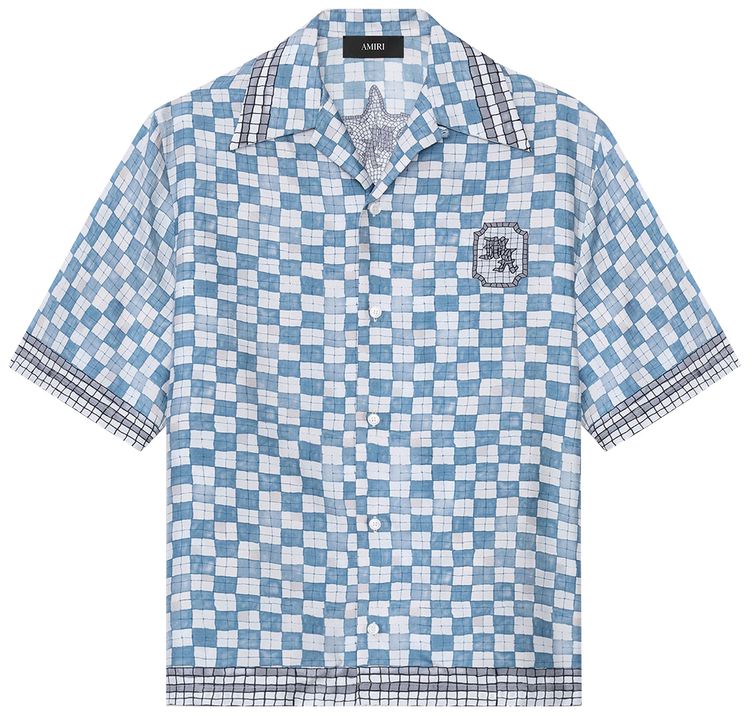 Amiri MA Checkered Bowling Shirt Steel