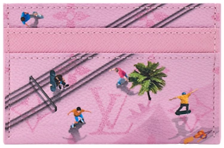 Louis Vuitton Double Card Holder Skateboard Pink Monogram Canvas