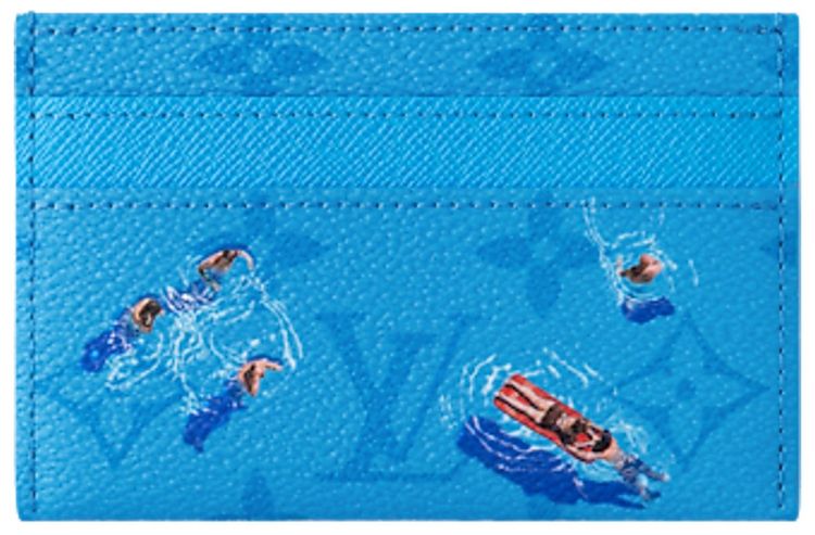 Louis Vuitton Double Card Holder Pool Blue Monogram Canvas