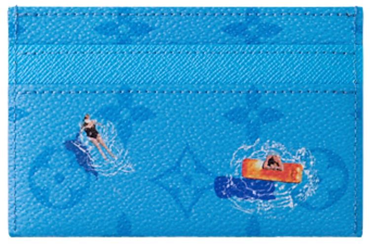 Louis Vuitton Double Card Holder Pool Blue Monogram Canvas