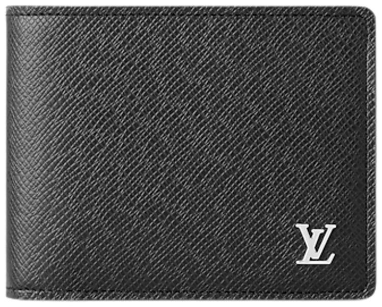 Louis Vuitton Multiple Wallet Black Taiga Cowhide Leather
