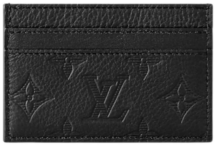 Louis Vuitton Double Card Holder Black Monogram Shadow Calf Leather