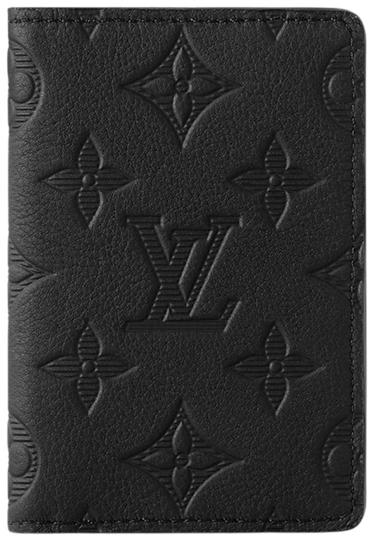 Louis Vuitton Pocket Organizer Black Monogram Shadow Calf Leather