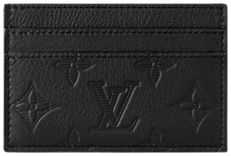 Louis Vuitton Double Card Holder Black Monogram Shadow Calf Leather