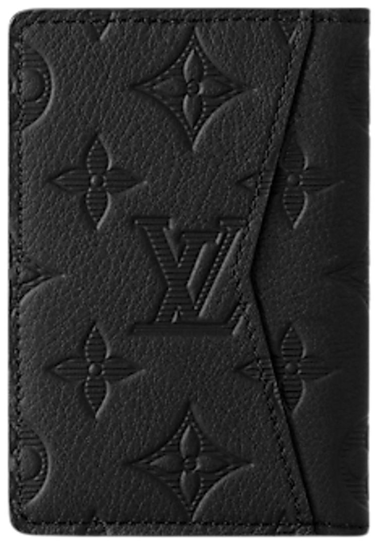 Louis Vuitton Pocket Organizer Black Monogram Shadow Calf Leather