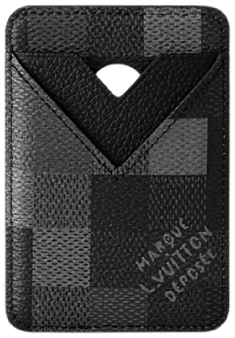 Louis Vuitton Magnetic Card Holder Black Damoflage Black Canvas