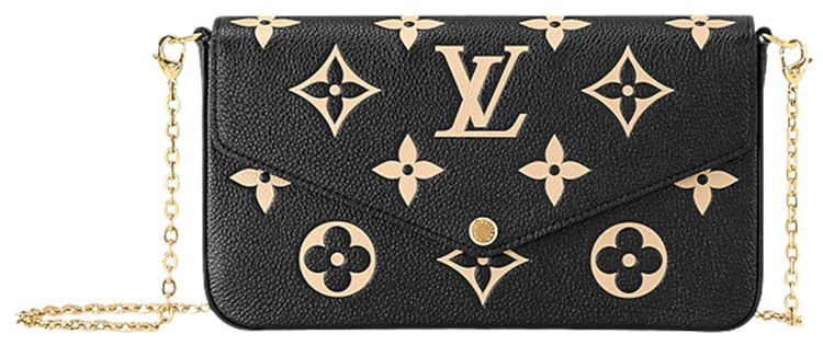 Louis Vuitton Pochette FeLicie BlackBeige Monogram Embossed Empreinte Cowhide Leather