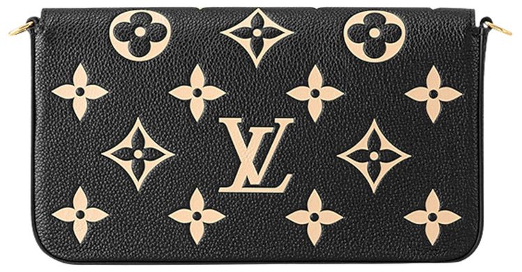 Louis Vuitton Pochette FeLicie BlackBeige Monogram Embossed Empreinte Cowhide Leather