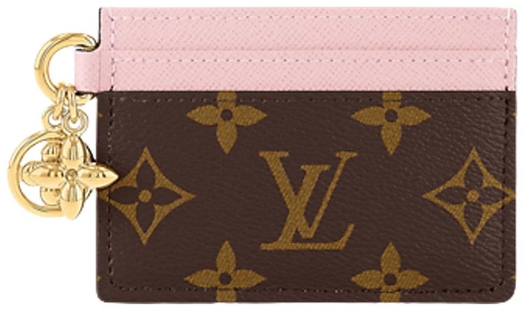 Louis Vuitton LV Charms Card Holder Brown Monogram CanvasRose Ballerine Pink