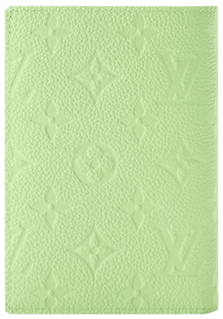Louis Vuitton Passport Cover Apple Green Monogram Embossed Empreinte Cowhide Leather
