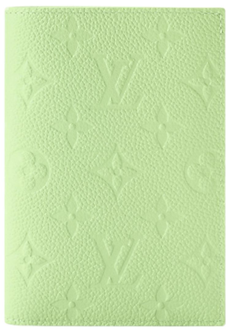 Louis Vuitton Passport Cover Apple Green Monogram Embossed Empreinte Cowhide Leather