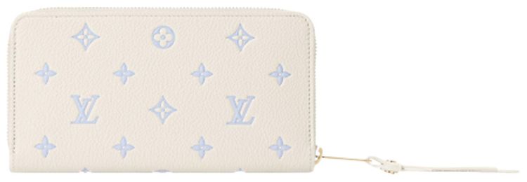 Louis Vuitton Zippy Wallet Monogram Milky WhiteBlue Embossed Empreinte Cowhide Leather