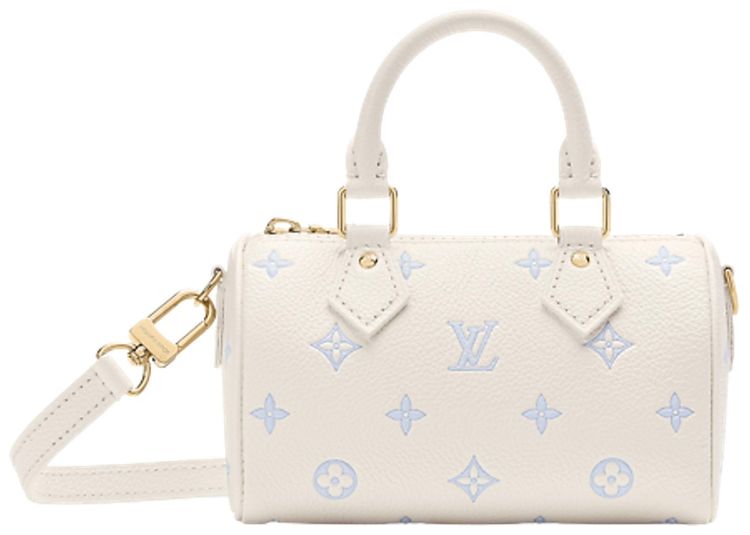 Louis Vuitton Nano Speedy Monogram Milky WhiteBlue Embossed Empreinte Cowhide Leather