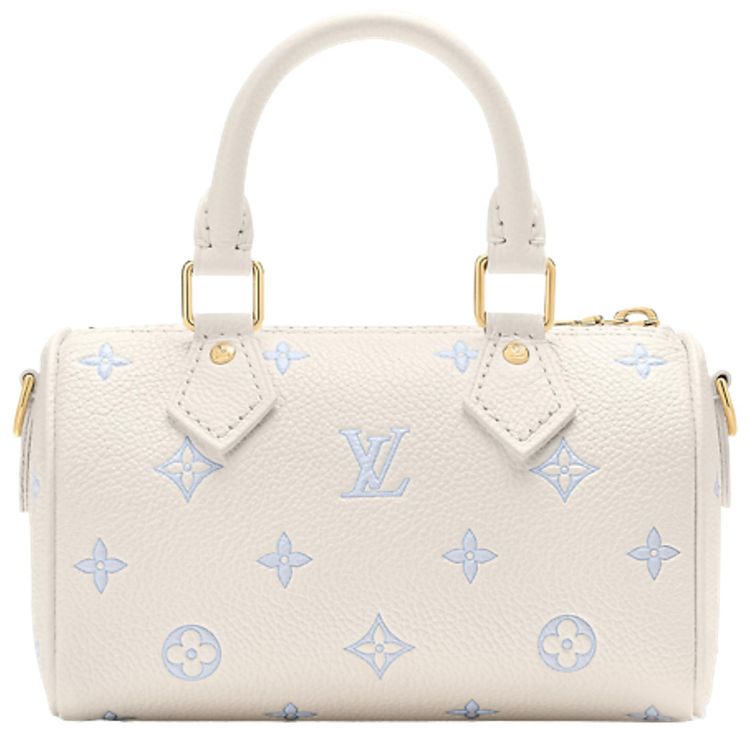 Louis Vuitton Nano Speedy Monogram Milky WhiteBlue Embossed Empreinte Cowhide Leather