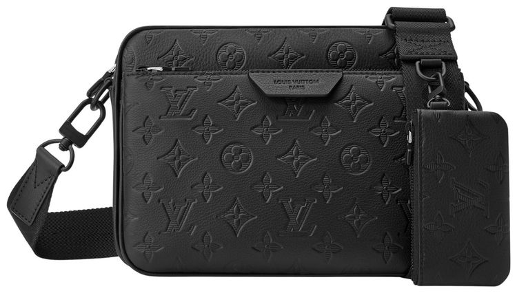 Louis Vuitton Trio Messenger Black Monogram Shadow Calfskin Leather
