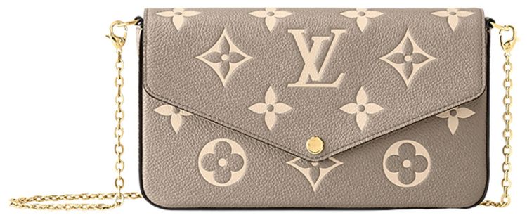 Louis Vuitton Pochette Felicie Tourterelle GrayCream Monogram Embossed Empreinte Cowhide Leather