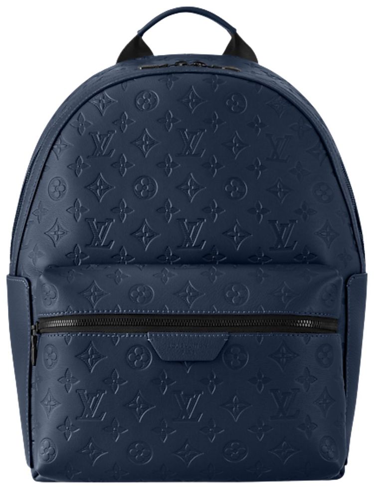 Louis Vuitton Discovery Backpack Pm Navy Blue Monogram Shadow Embossed Calf Leather
