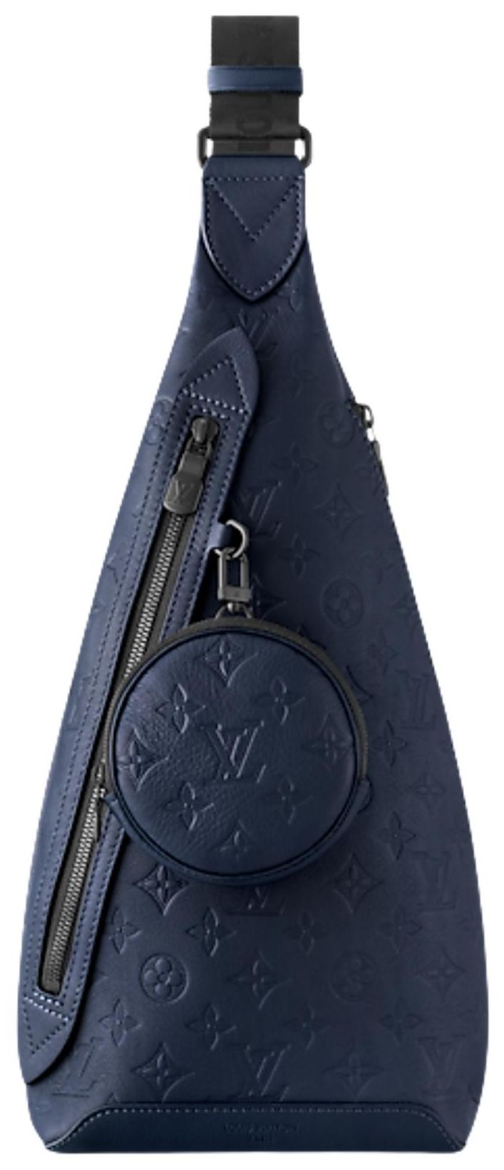 Louis Vuitton Duo Slingbag Navy Blue Monogram Shadow Embossed Calf Leather
