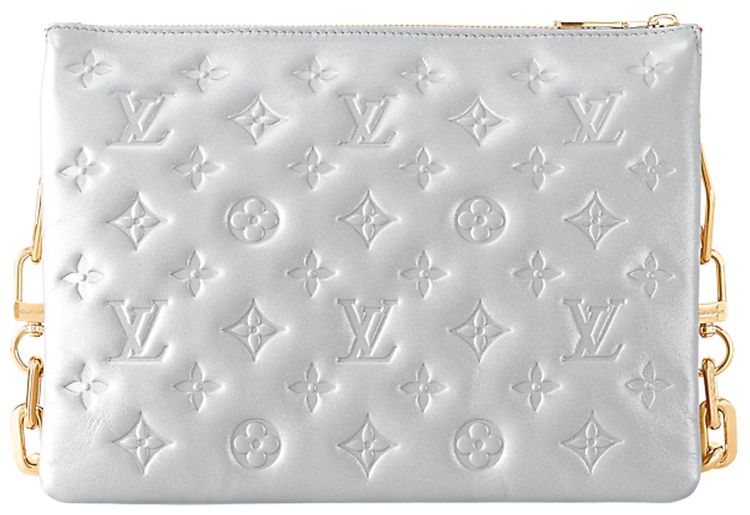 Louis Vuitton Coussin PM Silver Puffy Monogram Lambskin Leather