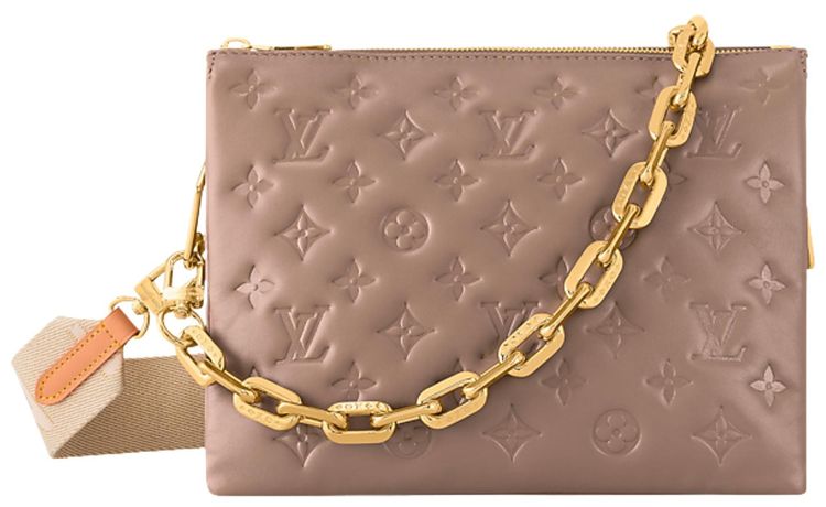 Louis Vuitton Coussin PM Taupe Puffy Monogram Lambskin Leather