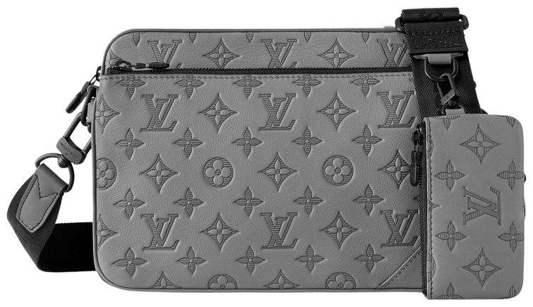 Louis Vuitton Trio Messenger Anthracite Gray Monogram Embossed Calf Skin