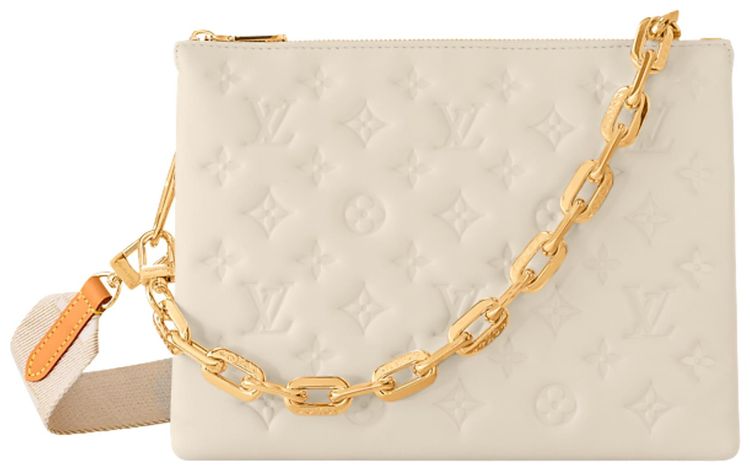 Louis Vuitton Coussin PM Cream Puffy Monogram Lambskin Leather