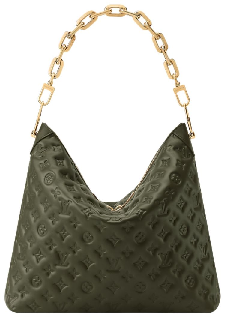 Louis Vuitton Coussin Hobo MM Dark Puffy Khaki Monogram Calf Leather