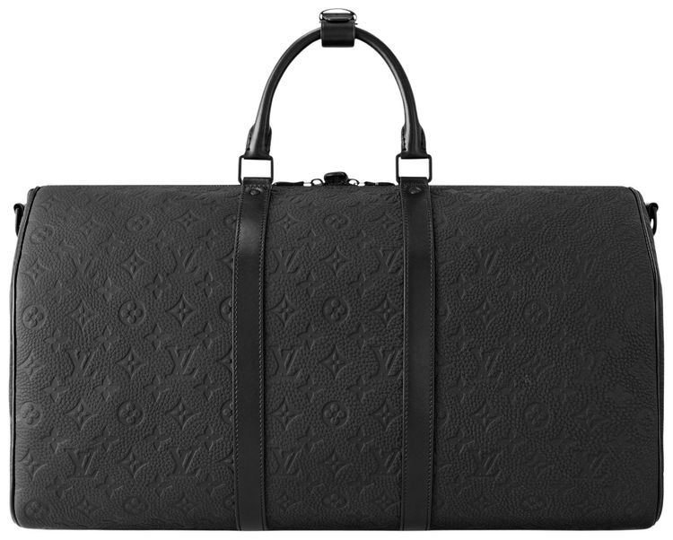 Louis Vuitton Keepall Bandouliere 50 Black Embossed Cowhide Monogram Taurillon Leather