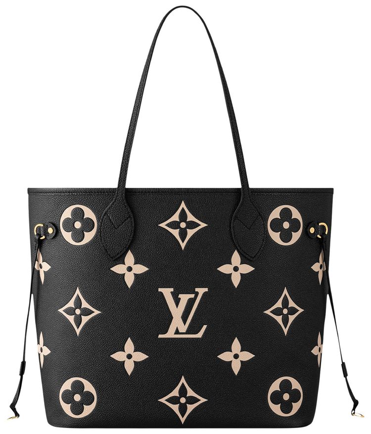 Louis Vuitton Neverfull MM BlackBeige Monogram Embossed Empreinte Cowhide Leather