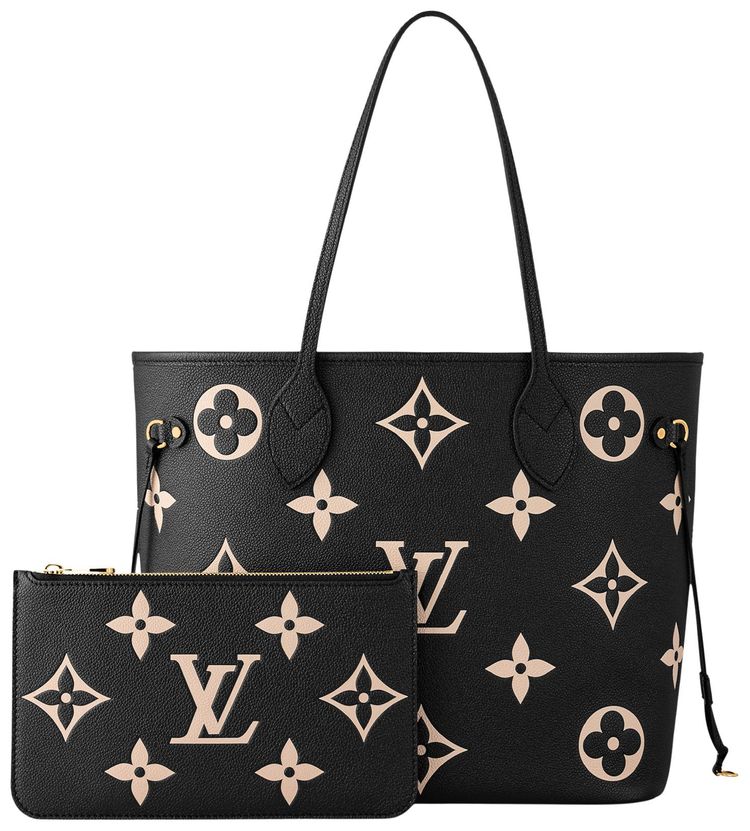 Louis Vuitton Neverfull MM BlackBeige Monogram Embossed Empreinte Cowhide Leather