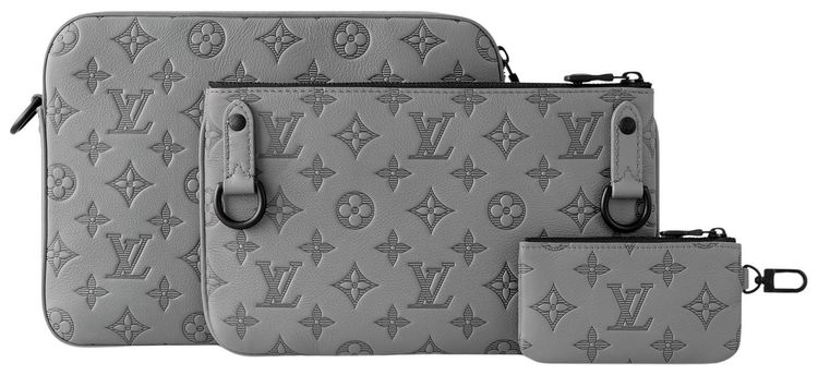 Louis Vuitton Trio Messenger Anthracite Gray Monogram Embossed Calf Skin