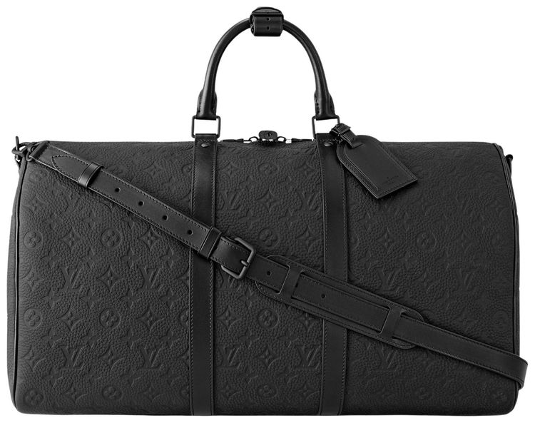Louis Vuitton Keepall Bandouliere 50 Black Embossed Cowhide Monogram Taurillon Leather