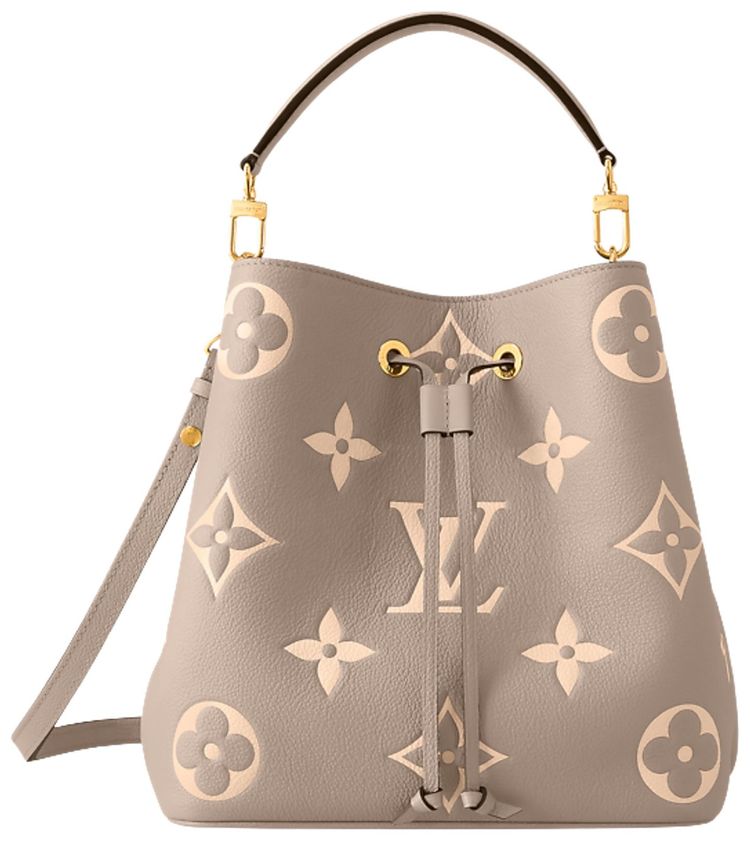 Louis Vuitton Neonoe MM Tourterelle GrayCream Monogram Embossed Empreinte Cowhide Leather