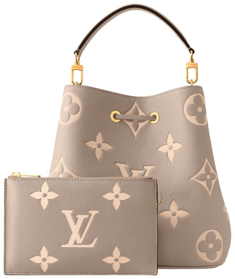 Louis Vuitton Neonoe MM Tourterelle GrayCream Monogram Embossed Empreinte Cowhide Leather