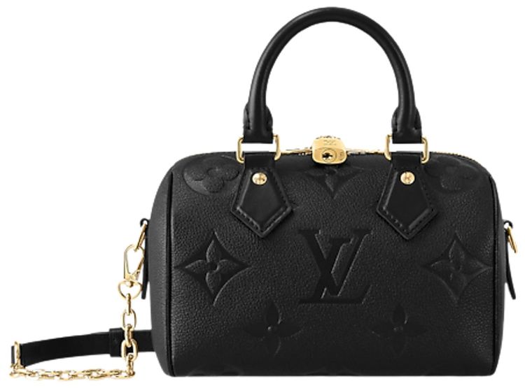 Louis Vuitton Speedy Bandouliere 20 Black Monogram Embossed Empreinte Cowhide Leather