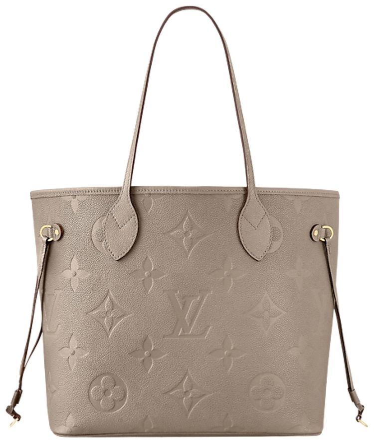 Louis Vuitton Neverfull MM Tourterelle Gray Monogram Embossed Empreinte Cowhide Leather
