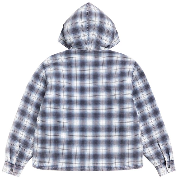 Stussy Zip Hooded Plaid Shirt Blue