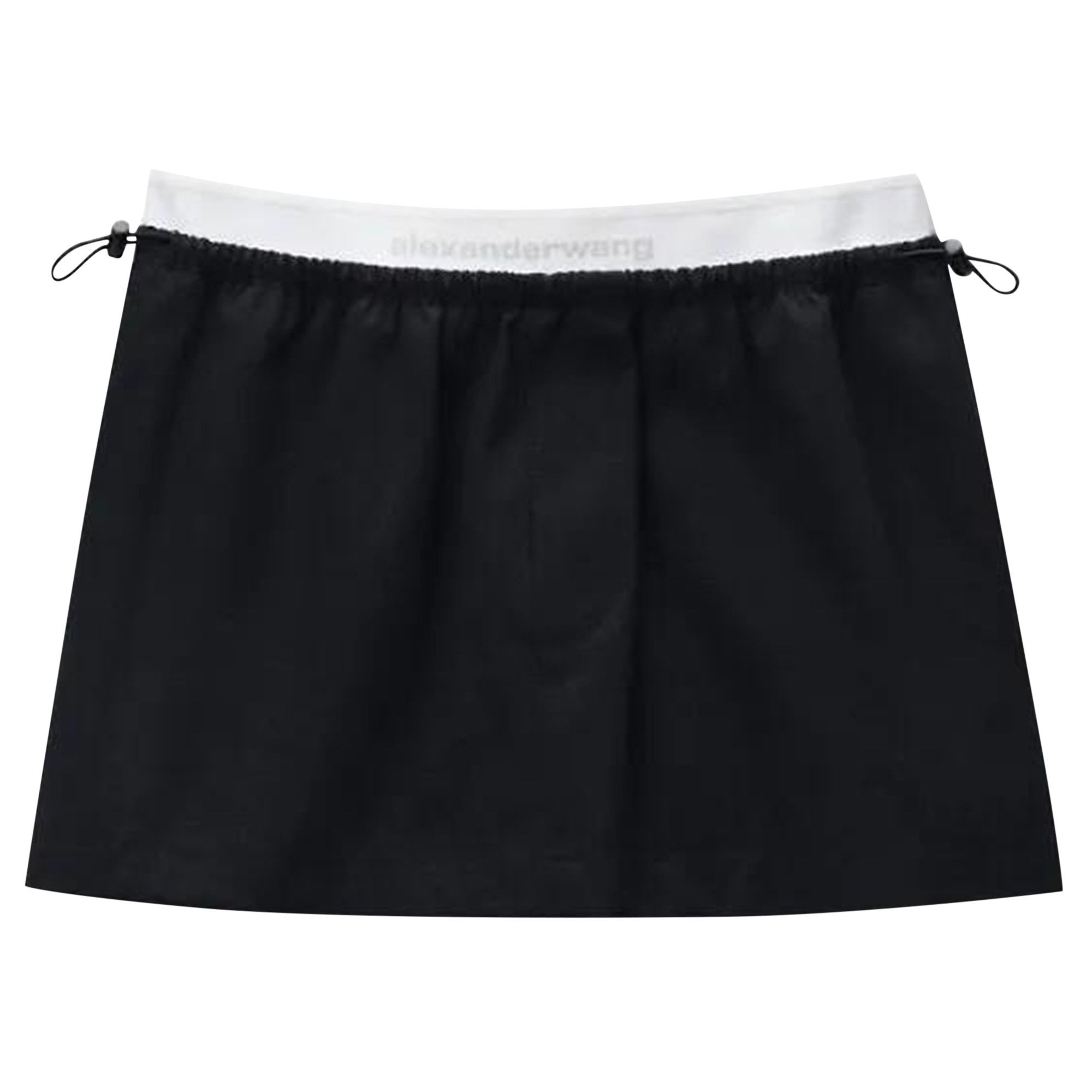 Buy Alexander Wang Mid-Rise Mini Logo Elastic Skirt 'Black