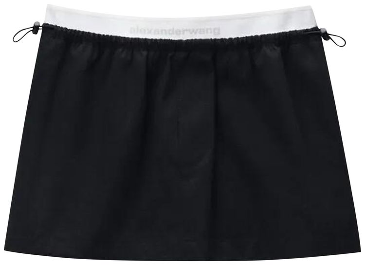 Alexander Wang Mid Rise Mini Logo Elastic Skirt Black