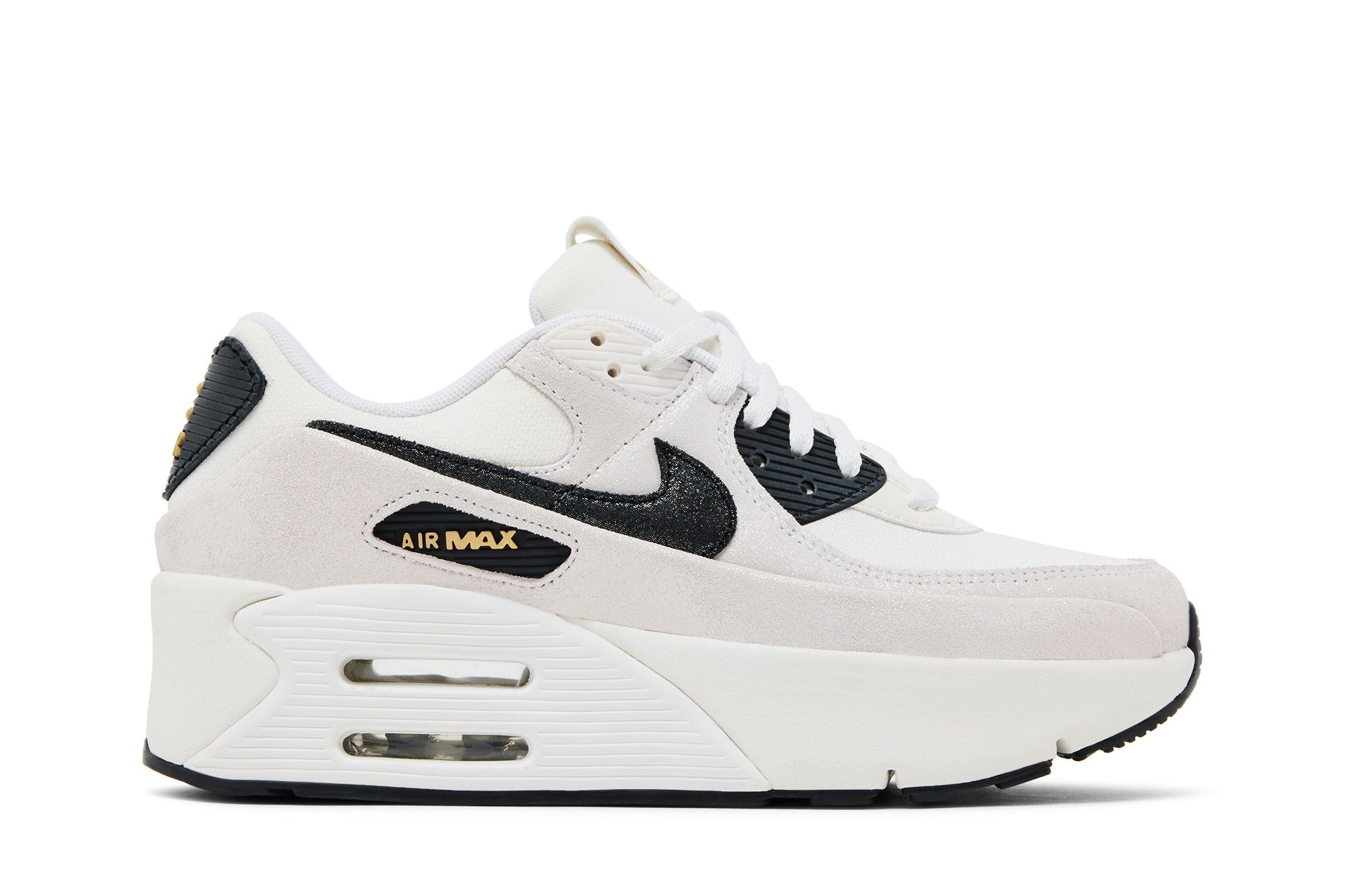 Buy Nike Wmns Air Max 90 LV8 'White Metallic Gold Black' - HQ3497