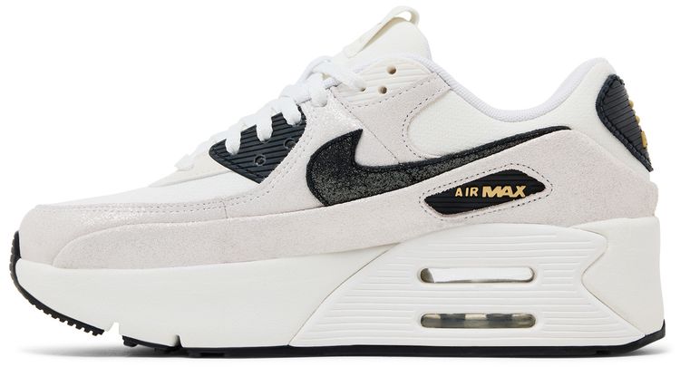 Nike Wmns Air Max 90 LV8 White Metallic Gold Black
