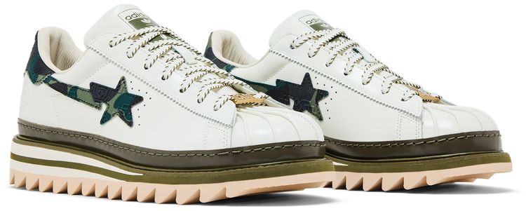 CLOT x BAPE x adidas Superstar Off White Olive Cargo