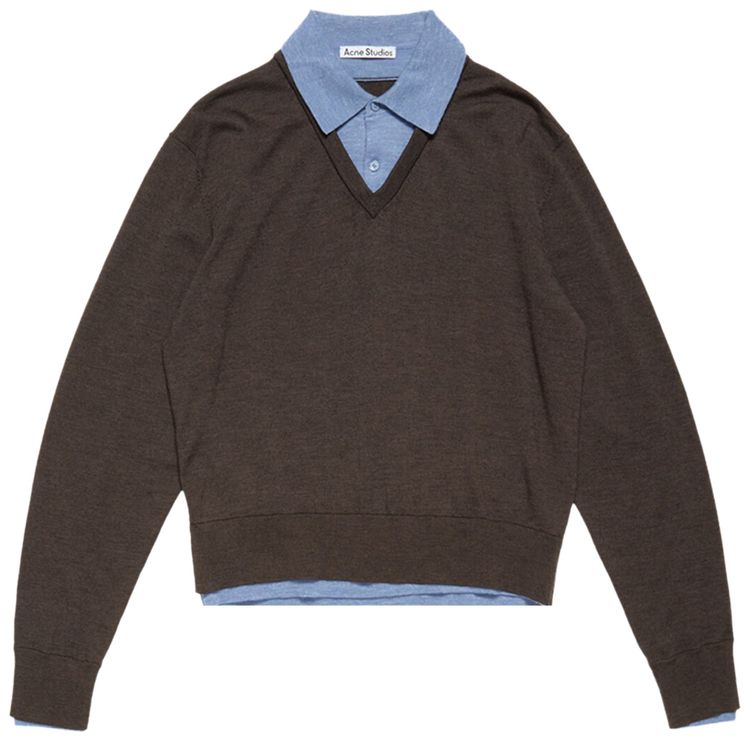 Acne Studios Layered Wool Sweater BrownBlue