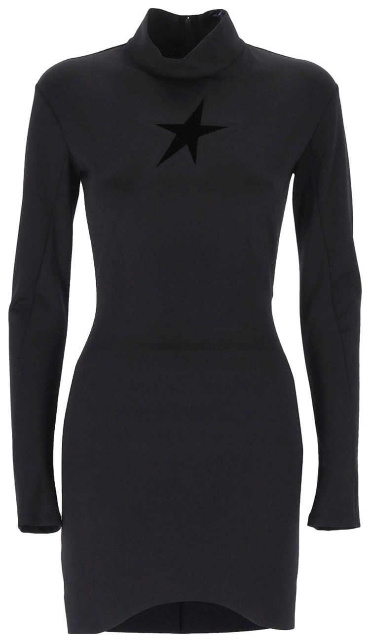 Mugler Turtleneck Mini Dress Black