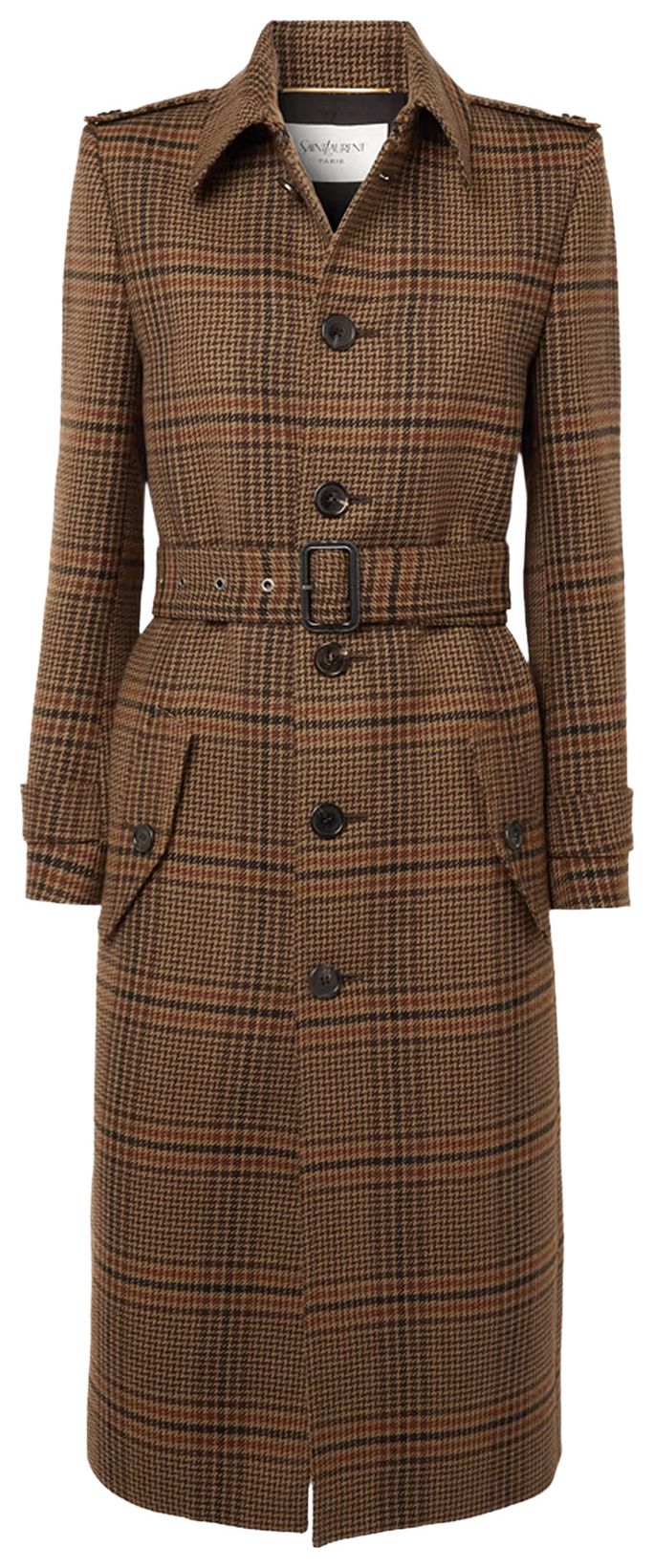 Saint Laurent Manteau Marron Beige Roux