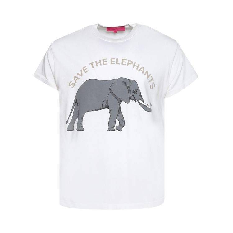 The Elder Statesman Short Sleeve Elephant Tee White