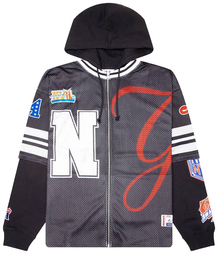 Awake NY Headcrack Champs Jersey Zip Hoodie Black