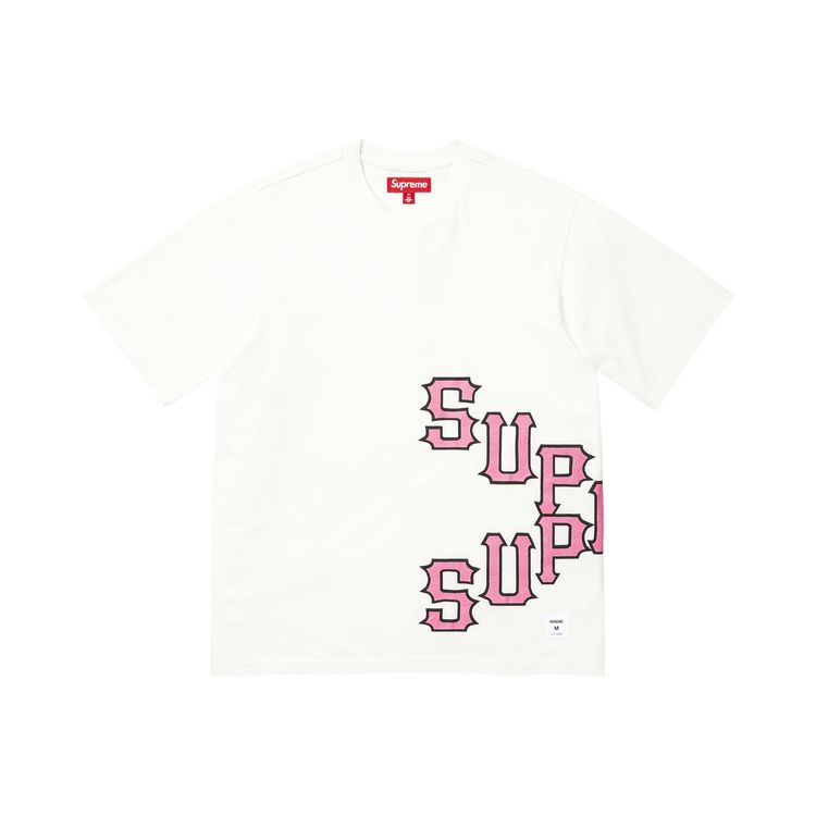 Supreme Cracked Spellout Short Sleeve Top Washed White
