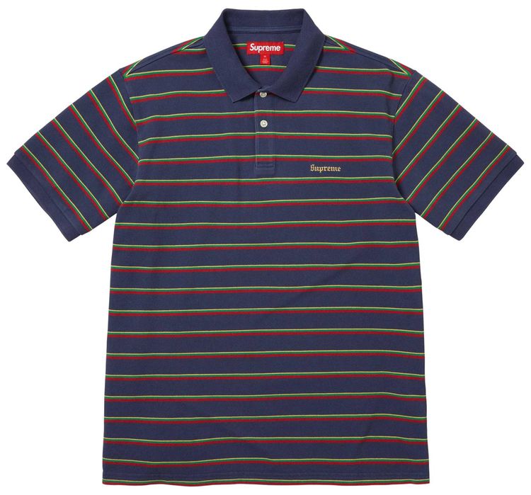 Supreme Washed Stripe Polo Navy
